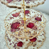 Red Rose Petals 3 Tier Serving Stand