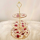 Red Rose Petals 3 Tier Serving Stand
