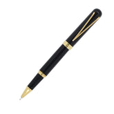 Black pen with gold accents on a white background