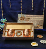 Set of 2 Copper Mug with Diya and Dryfruit