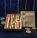 Copper Bottle Glass Set with Dry Fruit and Diya Hamper