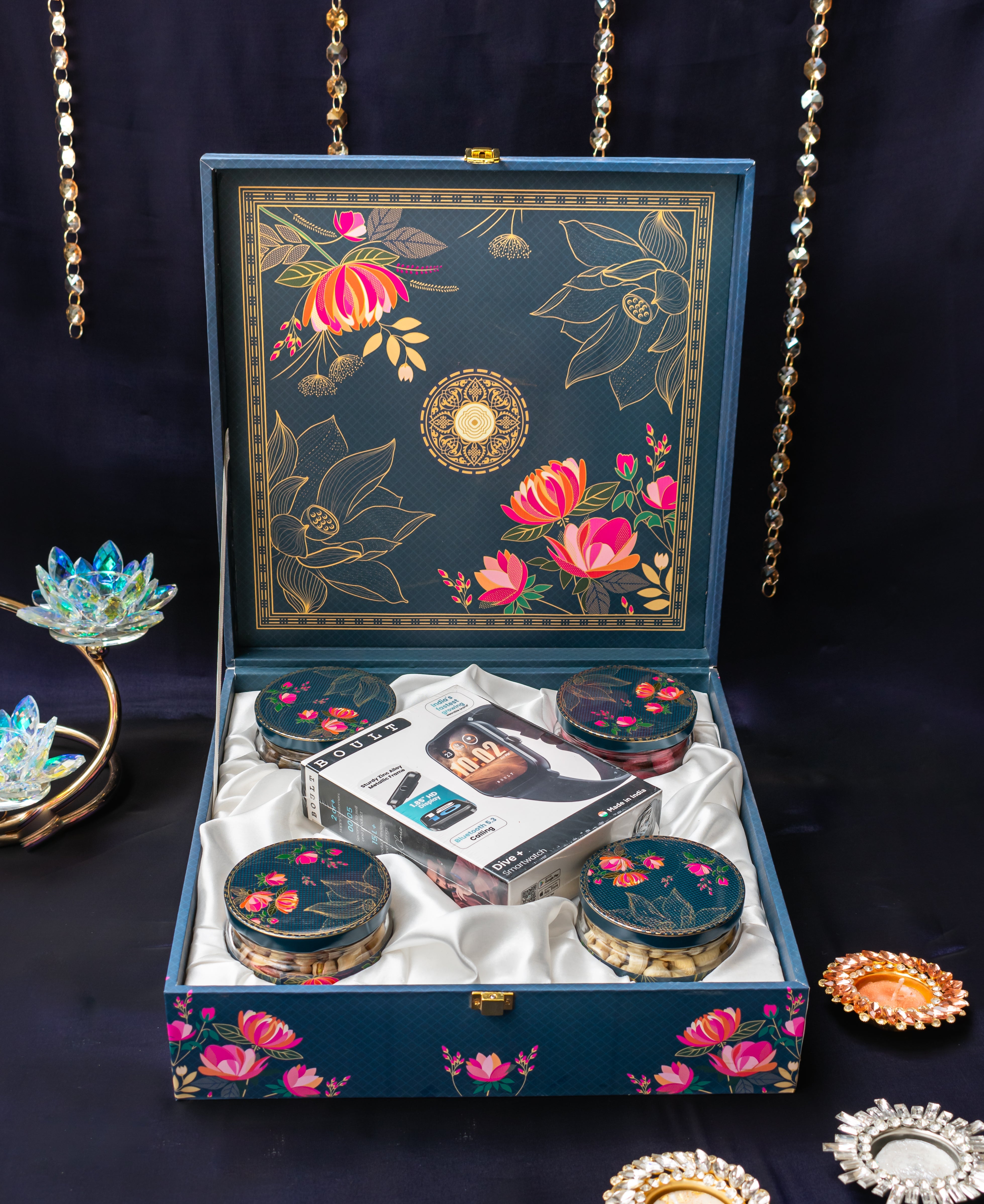 Diwali Dry Fruit Hamper With Boult Dive+ Smartwatch