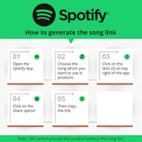 Spotify guide showing steps to generate a song link for Personalised Car Keepsake 2x4 Inches MDF with custom music integration.