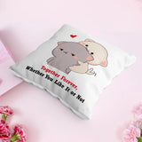 Recron filled Valentines Cushion Gift - Together Forever with cute cat design and romantic message, perfect for home & garden throw pillow décor.