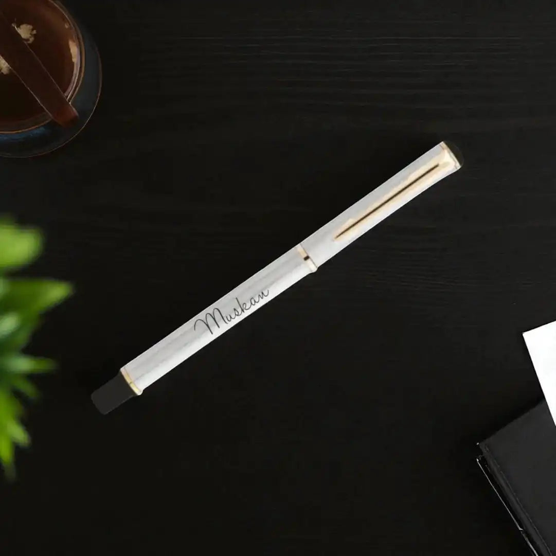Gold and silver personalized Parker luxury pen with engraved name
