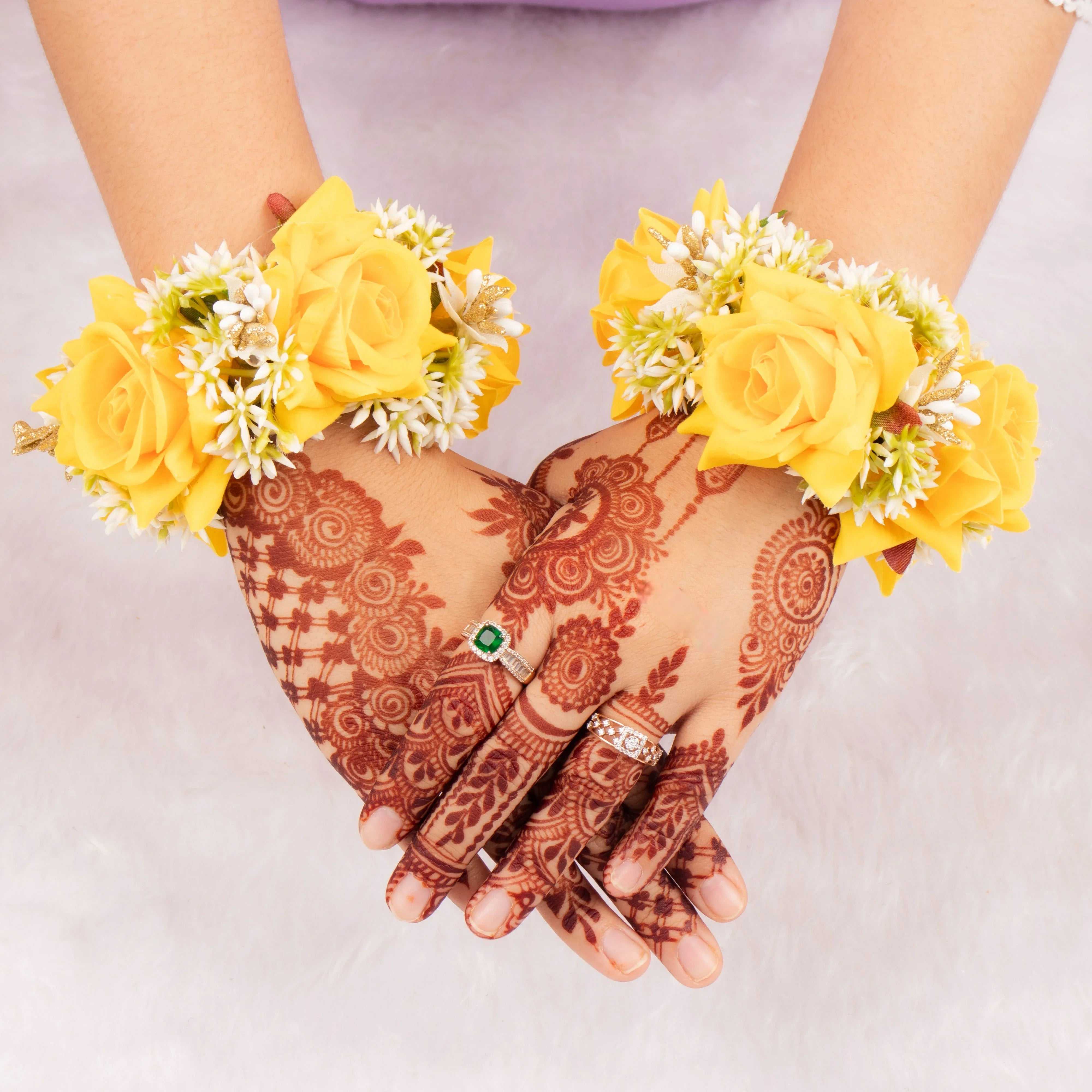 Handcrafted Yellow Floral Hand Jewellery