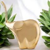 Elegant Elephant Figurine And Lotus Candle Set - Set Of 2 - Gold