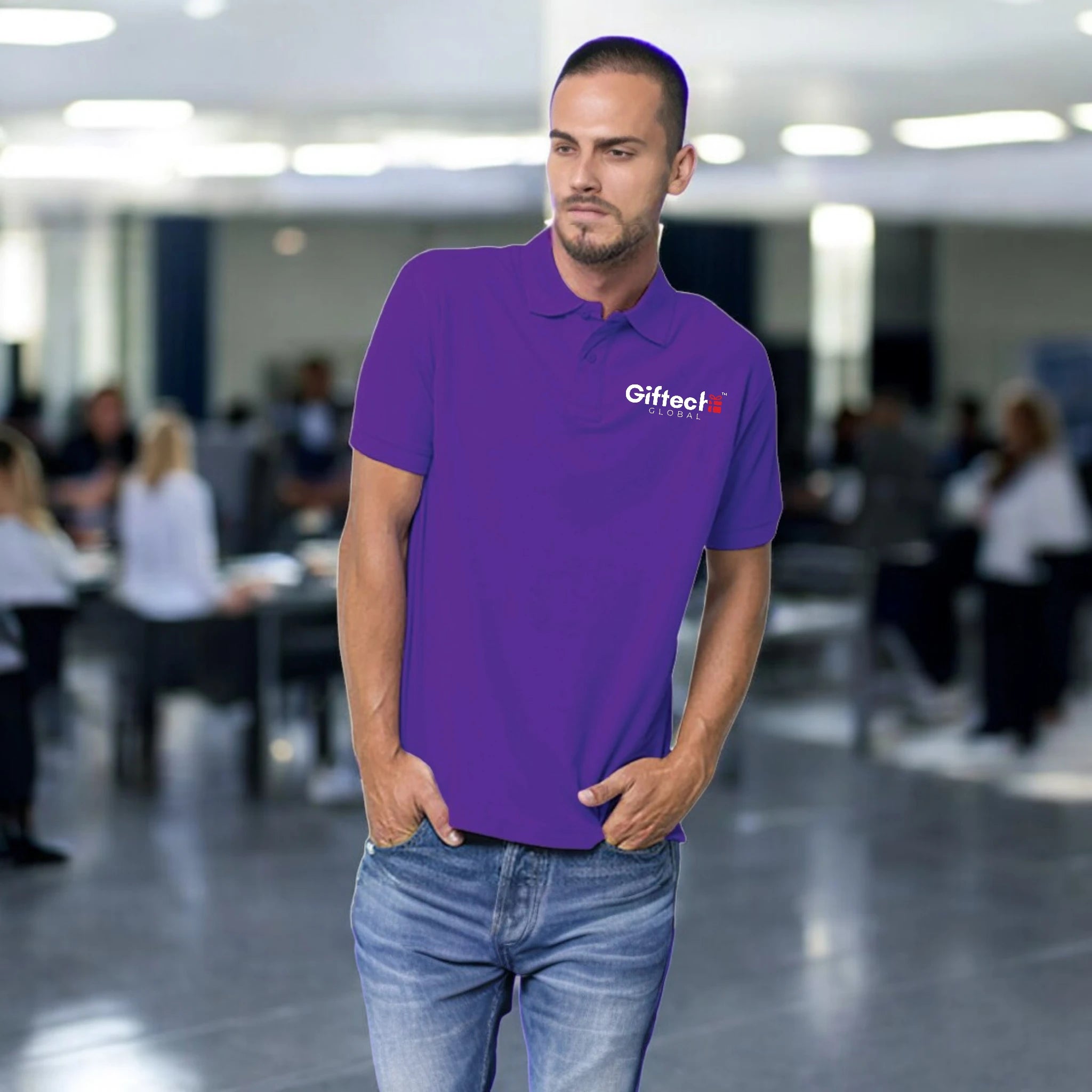 Core Style Polo T-shirt with Embroidered Logo Purple