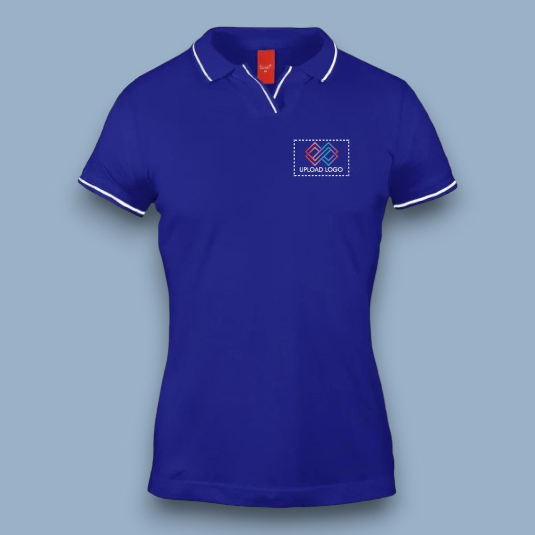Women's Tipped Elegance Polo T-shirt with Embroidered Logo