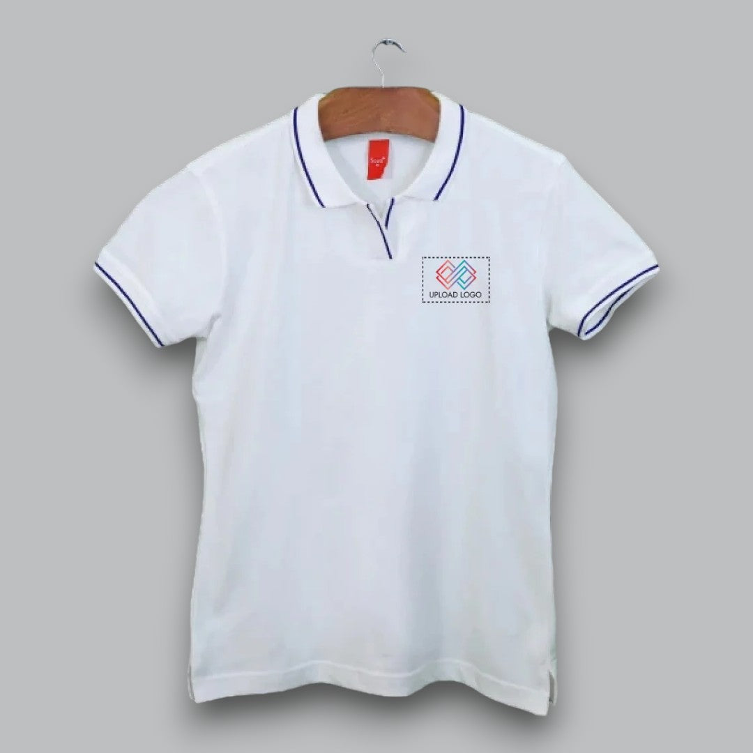 Women's Tipped Elegance Polo T-shirt with Embroidered Logo