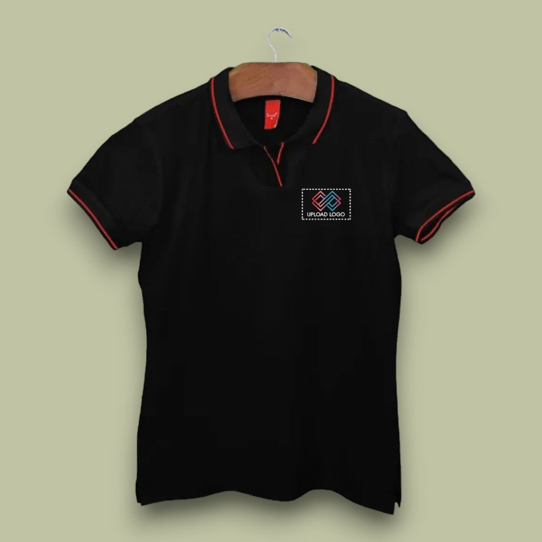 Women's Tipped Elegance Polo T-shirt with Embroidered Logo