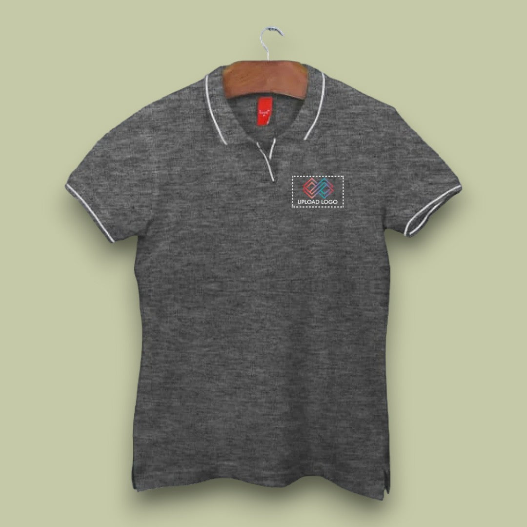 Women's Tipped Elegance Polo T-shirt with Embroidered Logo