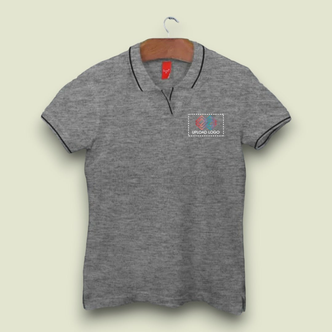 Women's Tipped Elegance Polo T-shirt with Embroidered Logo
