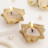 Elegant Elephant Figurine And Lotus Candle Set - Set Of 2 - Gold