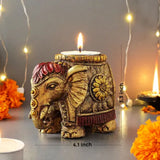 Elephant Hand Painted T-Light Holder (set of 2)