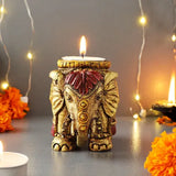 Elephant Hand Painted T-Light Holder (set of 2)