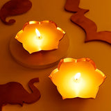 Lotus Design Metal Candle - Set Of 2