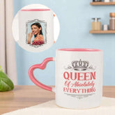 Queen Of Absolutely Everything Personalized Mug With Heart Handle