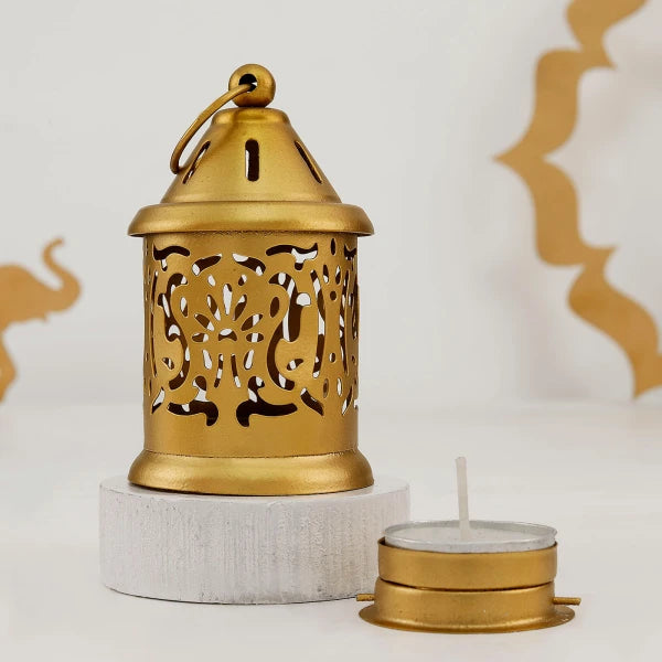 Temple Shaped Tea Light Holder With Candle - Set Of 2