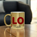 Personalized LOVE Gold & Silver Metallic Couple Mugs (350ml)