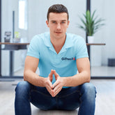 PureBlend Polo with Embroidered Logo Aqua Blue