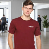 Premium Bio-wash Round Neck T-shirt with Logo Maroon