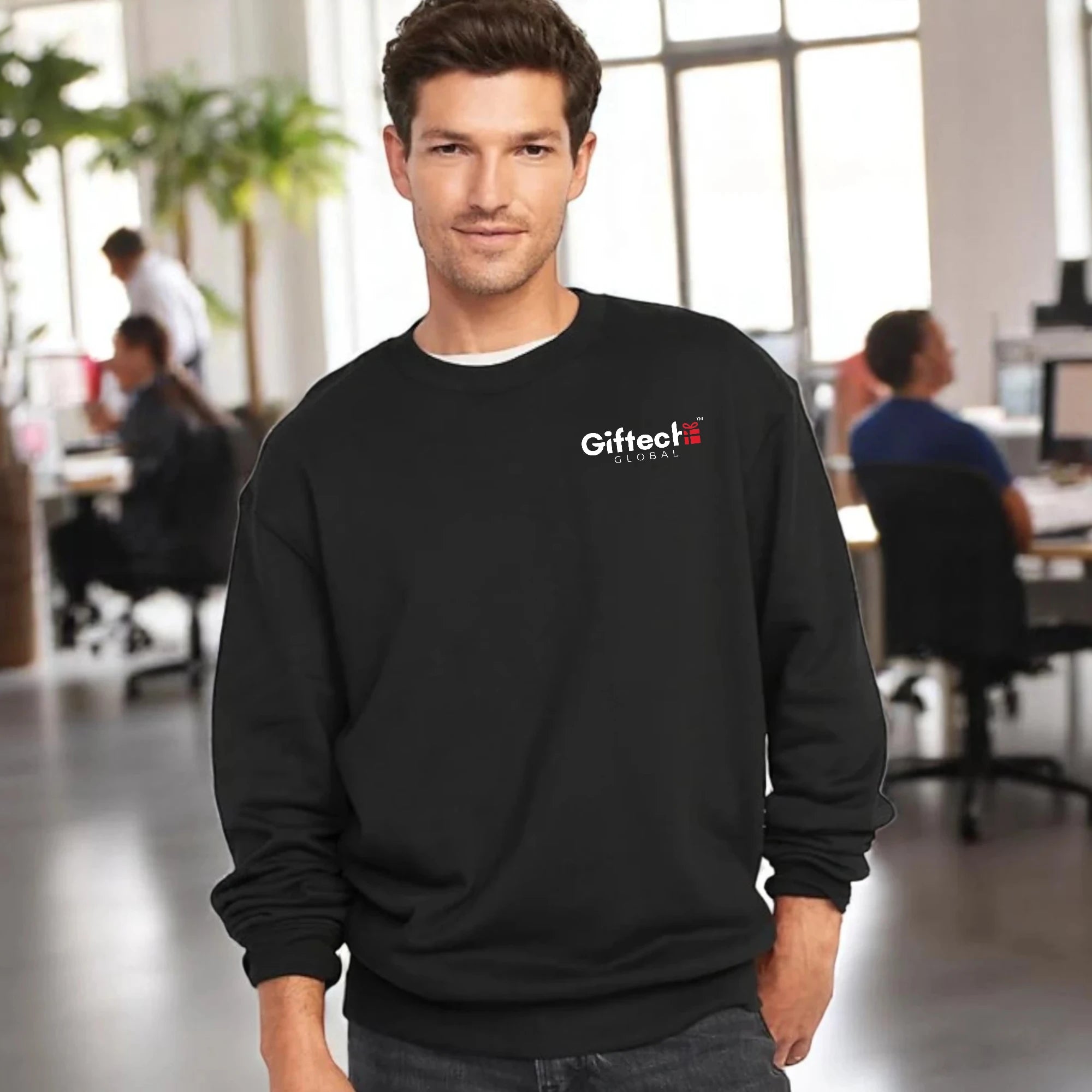 Stylish Crewneck Sweatshirt with embroidered logo Black