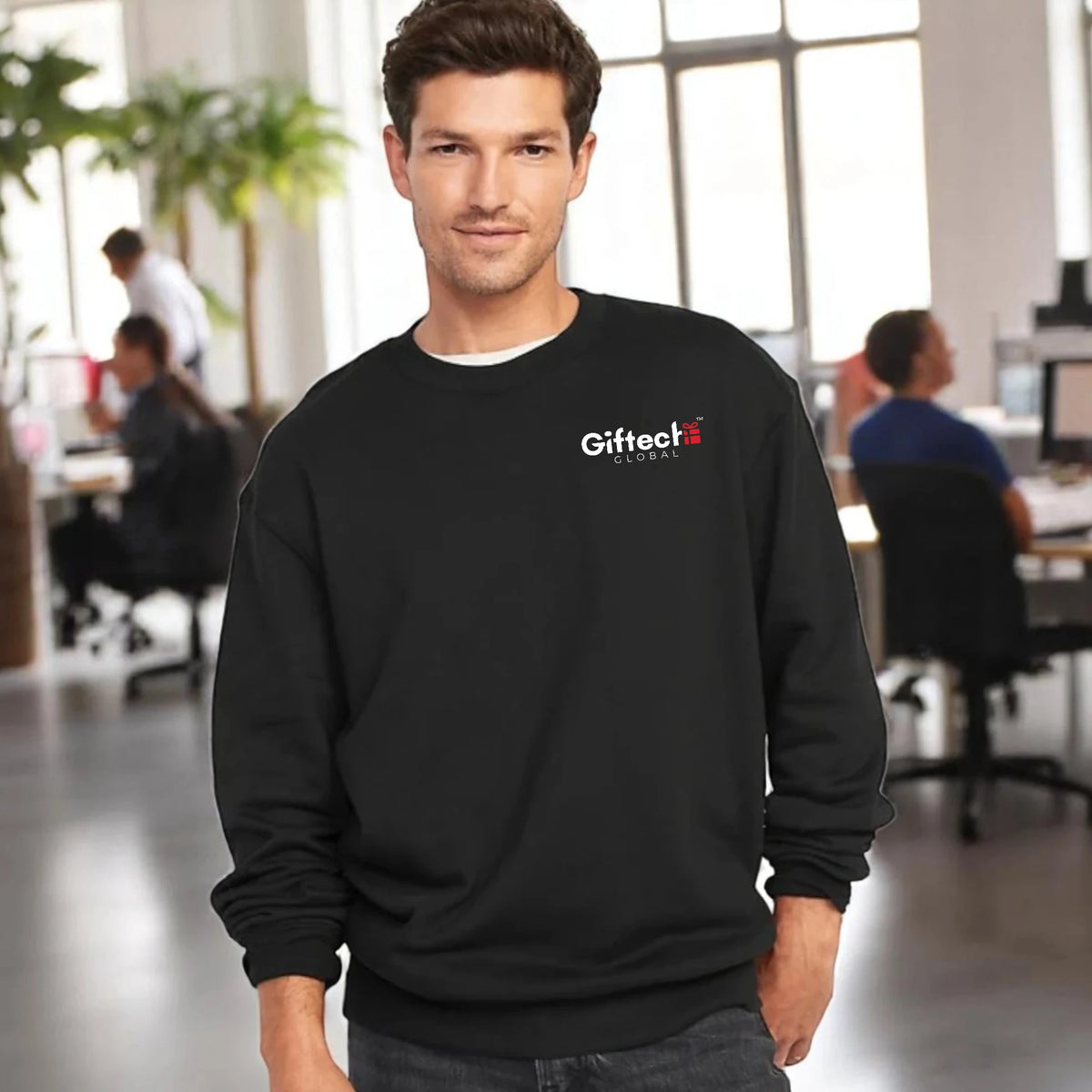 Stylish Crewneck Sweatshirt with embroidered logo Black