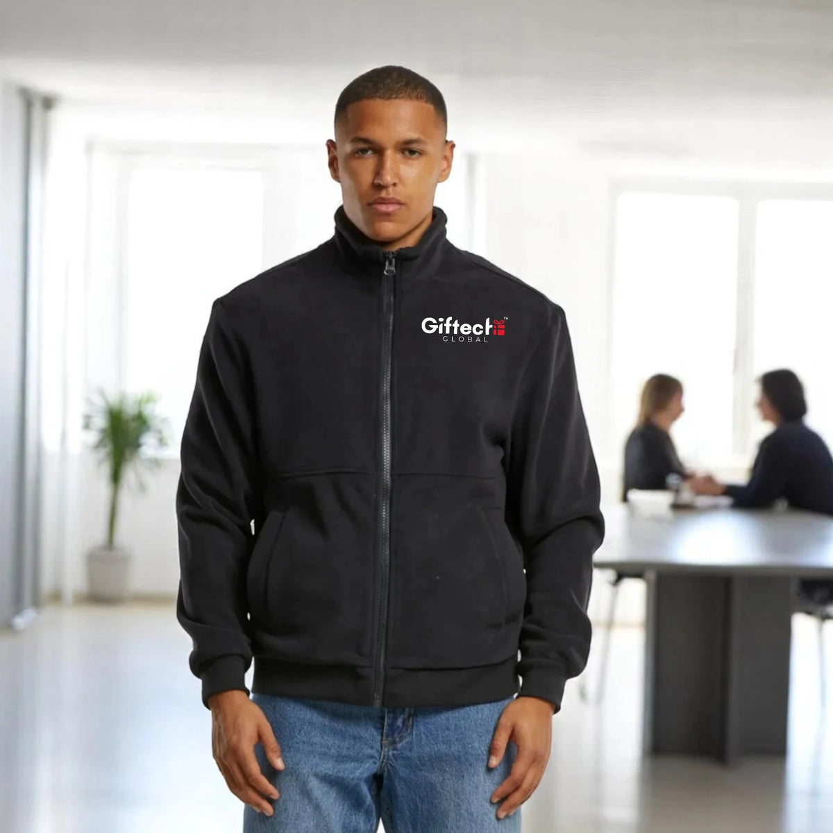 Urban Fleece Jacket with embroidered logo Black