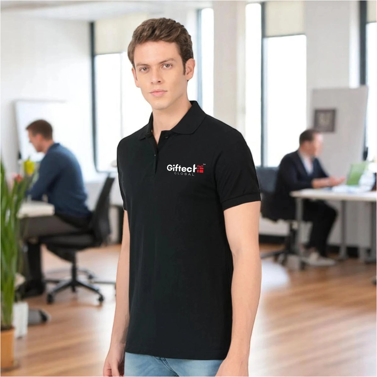 Bold Move Polo T-shirt with Embroidered Logo Black