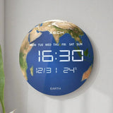 Earth-themed Solaris Digital Clock with advanced LED display for time, date, and temperature. Perfect for wall decor in home or workspace.