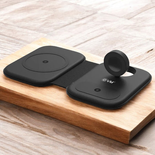 EVM Black Enpad 3 in 1 Wireless Charging Station EK10190