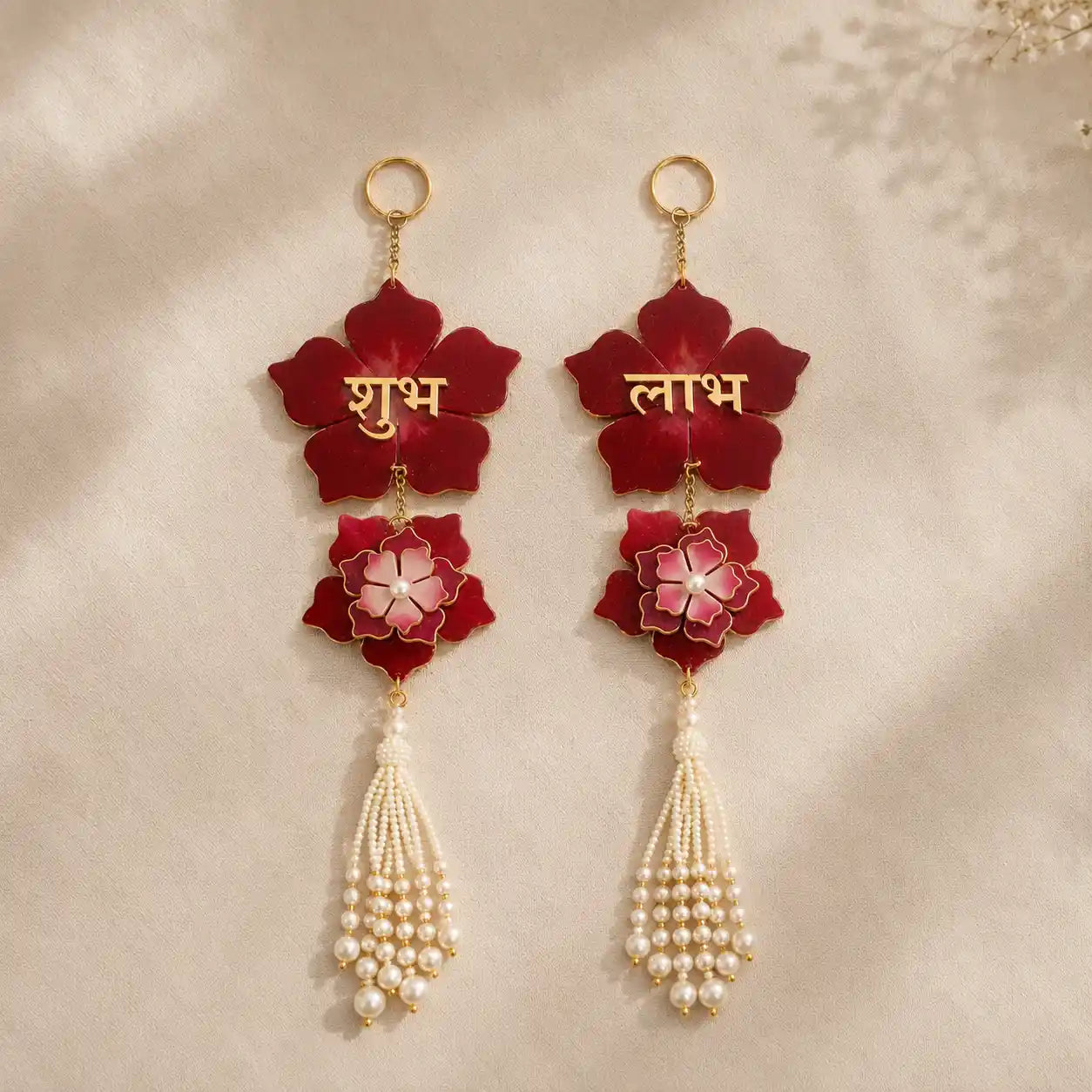 Floral Shubh Labh Resin Wall Hanging Set