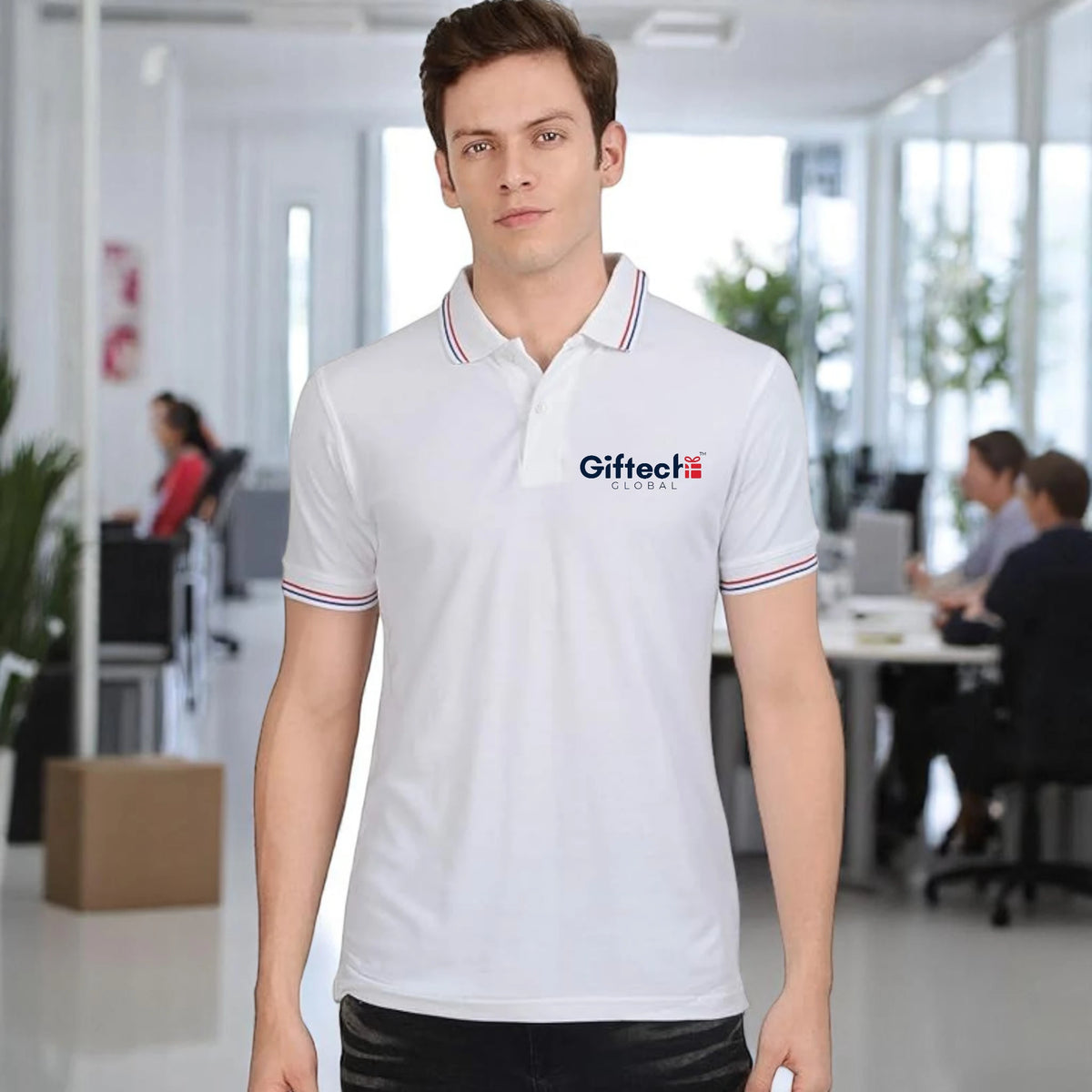 Royal Fusion Polo T-shirt with Embroidered Logo White