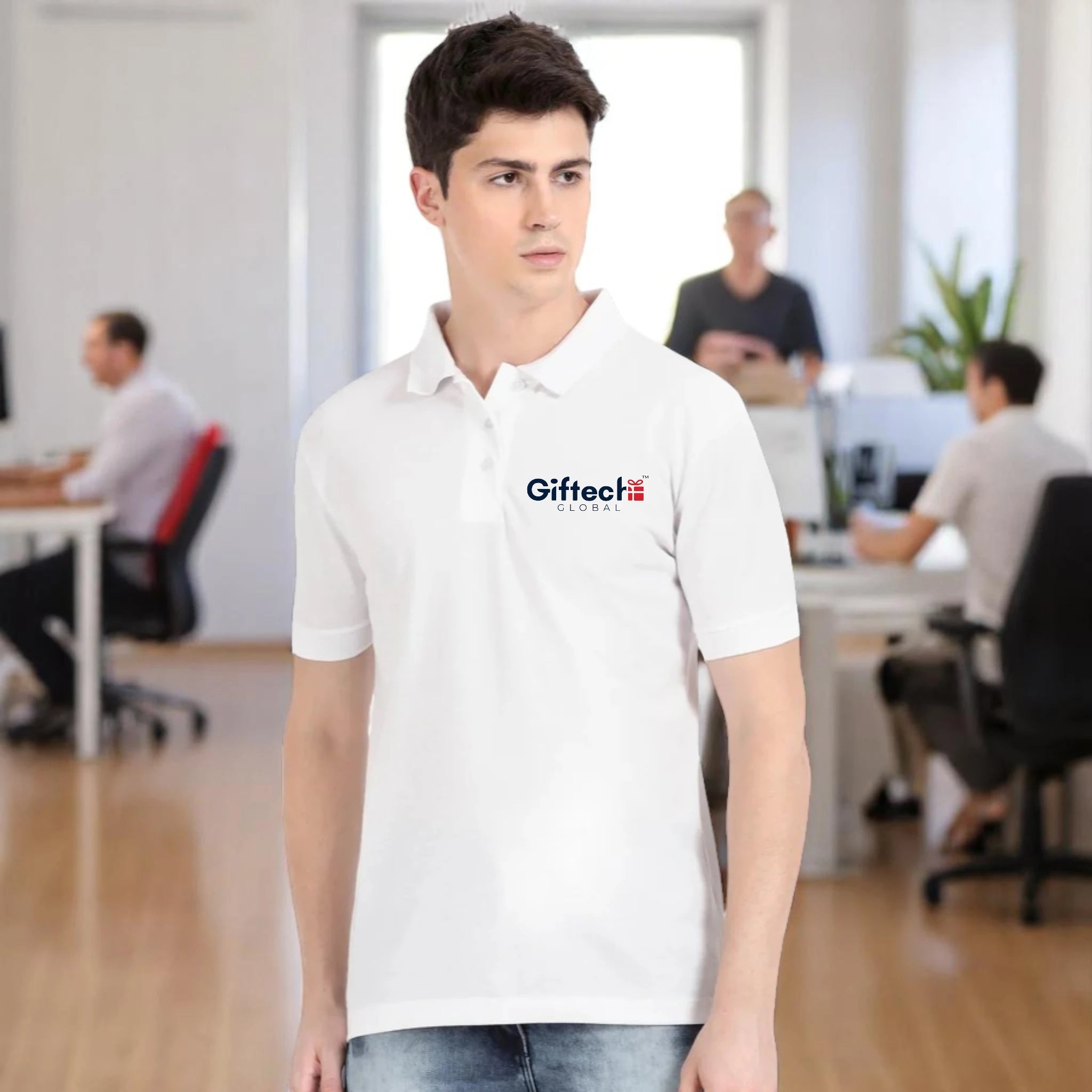 Cotton Classic Polo T-shirt with Embroidered Logo White