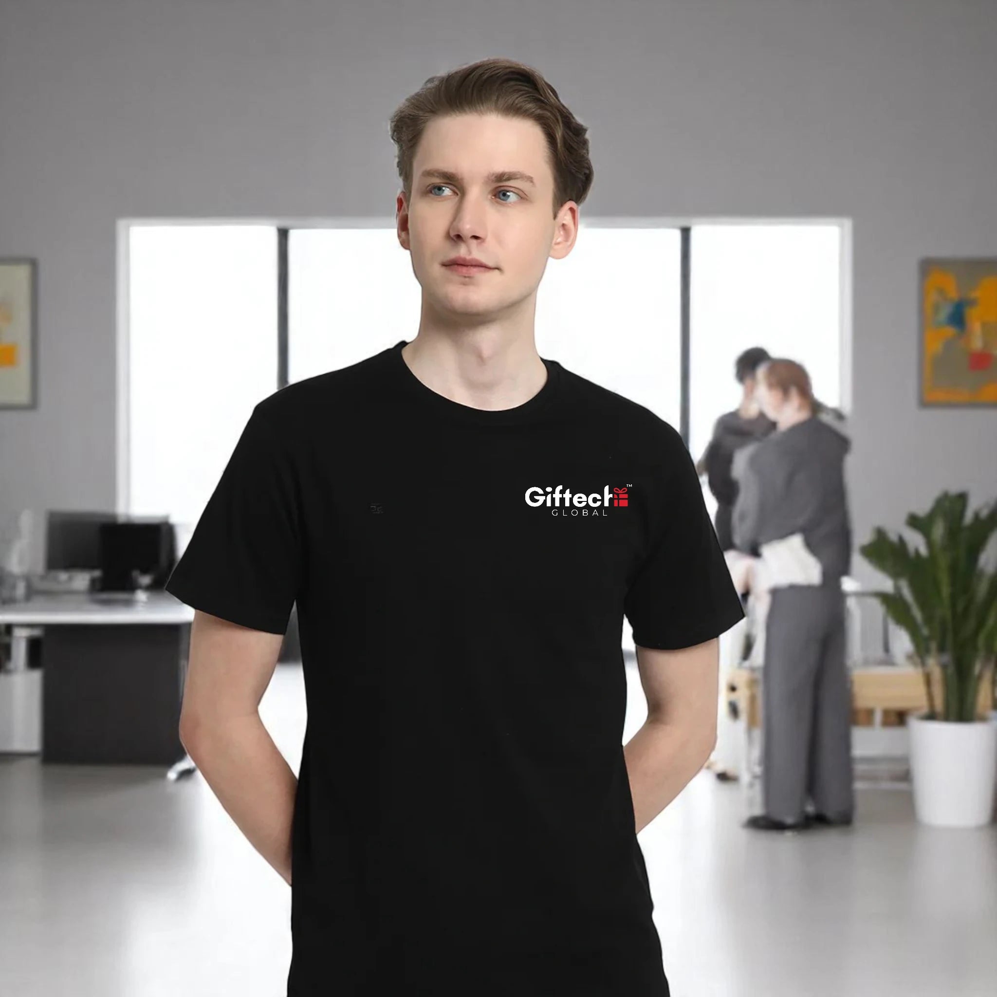 Urban Crew Round Neck T-shirt with Logo Black