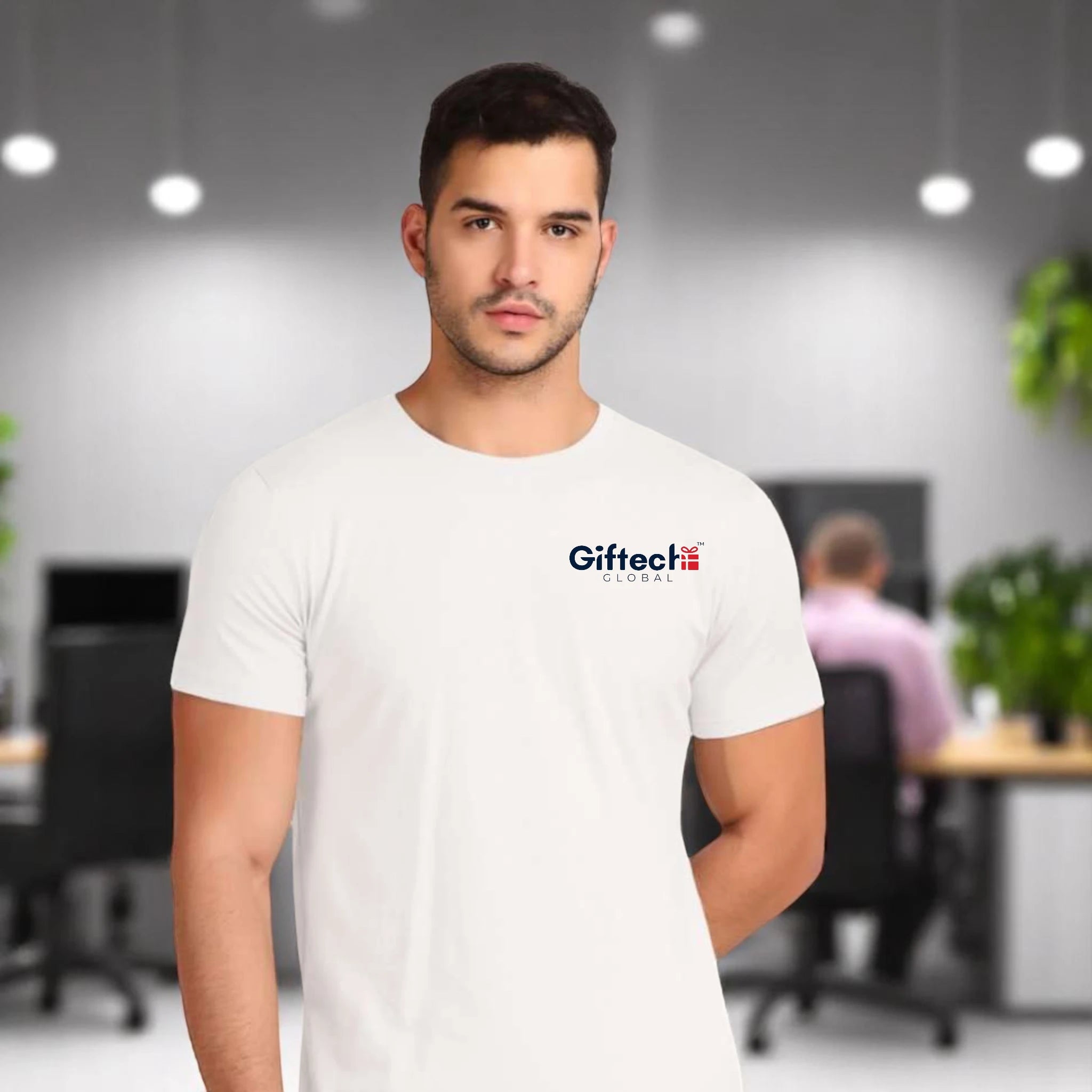 Urban Crew Round Neck T-shirt with Logo White