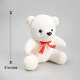 6-inch white teddy bear with red ribbon, included in the Wonderful Pink Roses Display gift combo for celebrations and special moments.