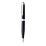 Black pen with silver accents on a white background