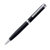 Black pen with silver accents on a white background