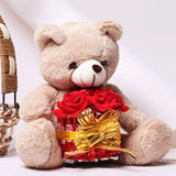 Plush Bear with Chocolates & Roses