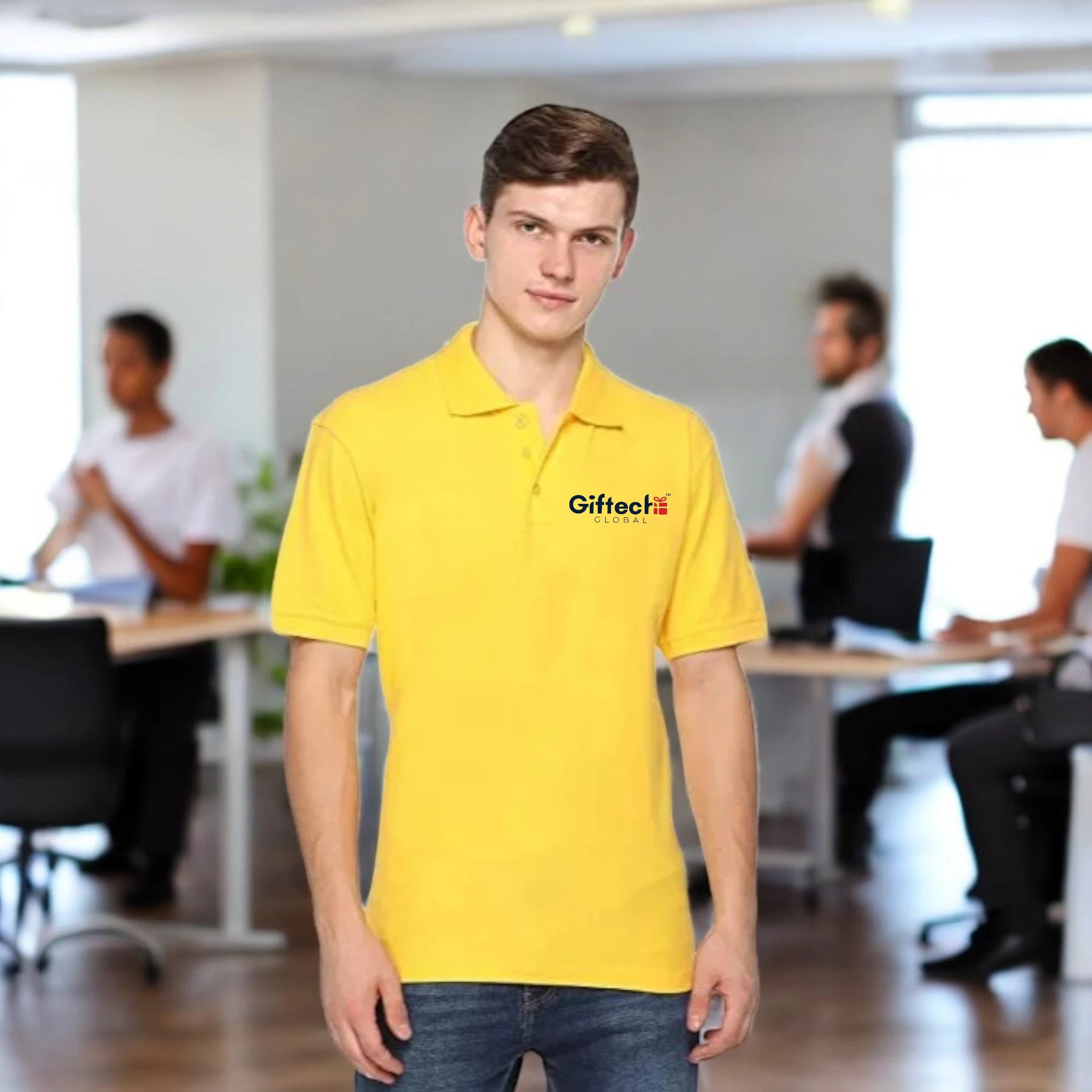 Core Style Polo T-shirt with Embroidered Logo Golden Yellow