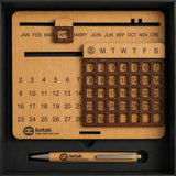 Customizable Wooden Perpetual Calendar & Pen Set