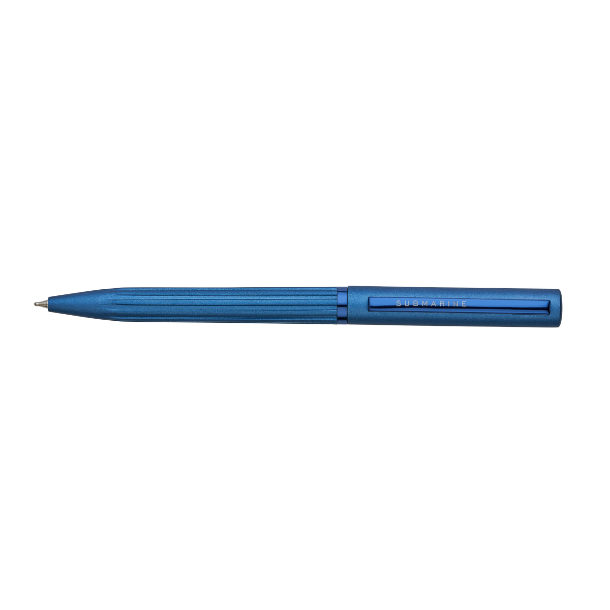 Blue pen on a white background
