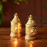 Temple Shaped Tea Light Holder With Candle - Set Of 2