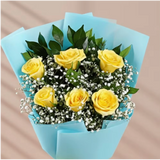 6 Yellow Roses Bouquet