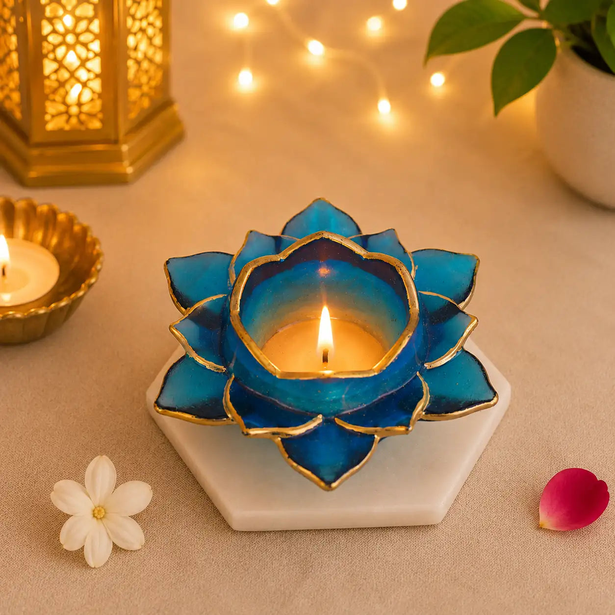 Crimson Bloom Resin T-Light Holder