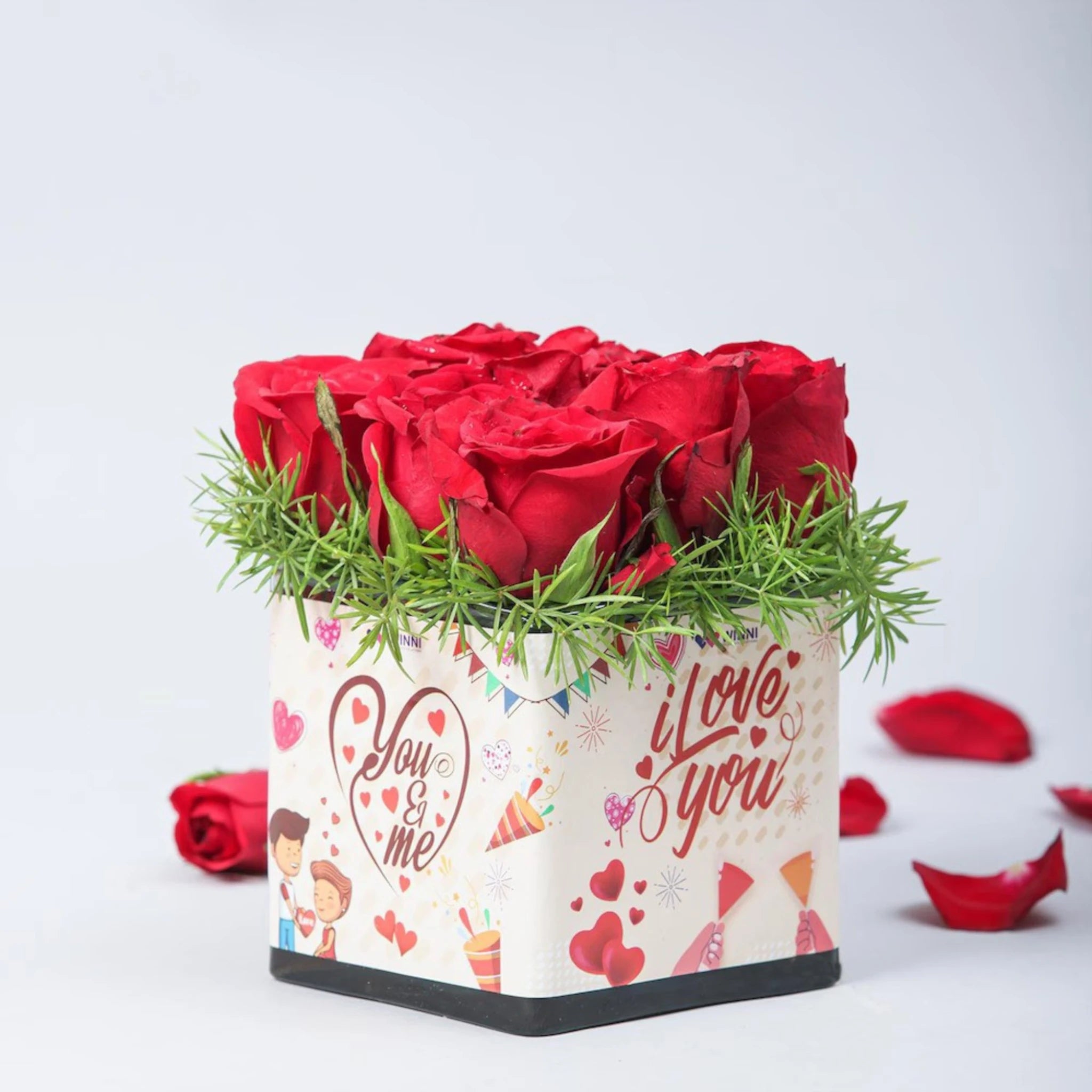 Red Roses You And Me Sticker Vase
