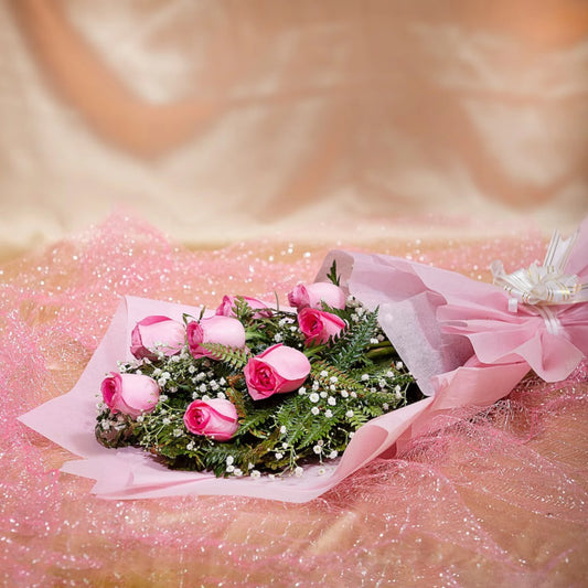 8 Pink Roses