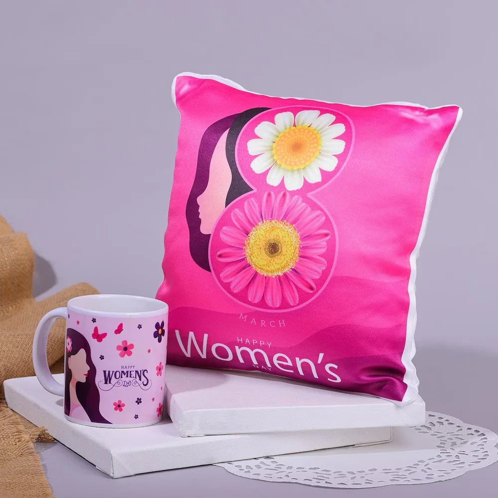 Women's Day cushion and mug gift set
